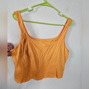 NWOT Aerie Lightweight Orange Cotton Squareneck Cropped Athletic Tank size XL